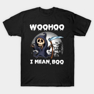 Woohoo i mean Boo funny cute skeleton Halloween T-Shirt